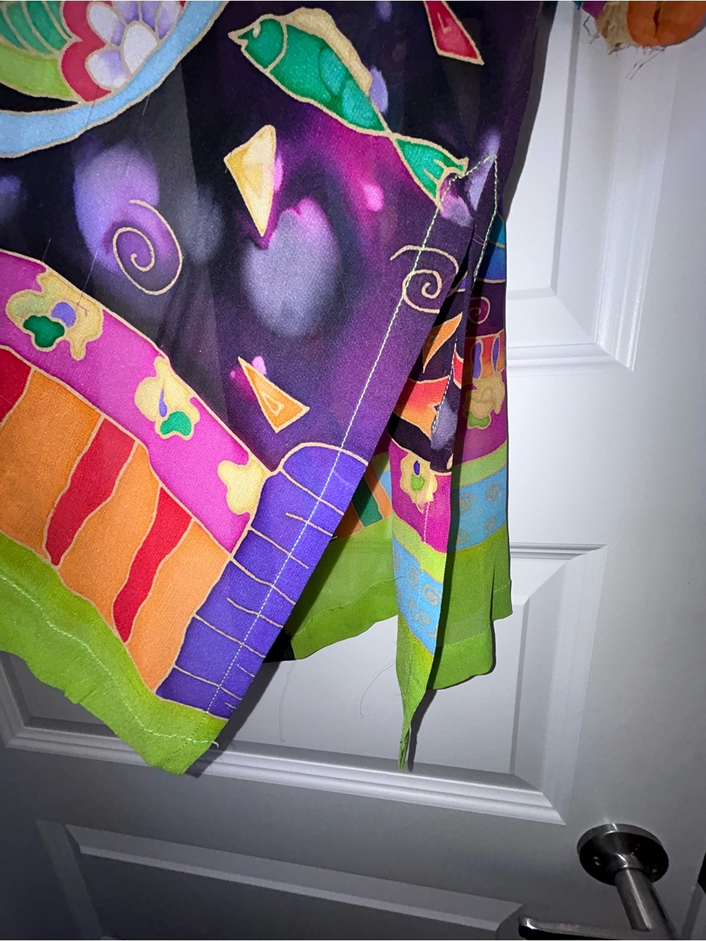 Cat Art Deco 100% Silk Open Front Sheer Kimono Statement Top - Picture 7 of 10